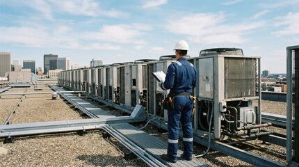 先輩の隣で空調設備の施工技術を学ぶ